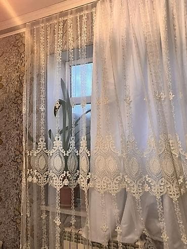 perdler: İşlənmiş, Tül, rəng - Bej, Ünvandan götürmə — 2