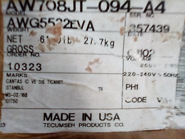 Tecumseh soyuducu kompressoru – Model AWG5532EVA - Brend: Tecumseh — 1