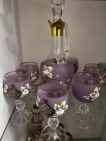 nabor: Bənövşəyi dekorativ şüşə dəst - 1 ədəd qrafin və 6 ədəd ayaqlı — 1