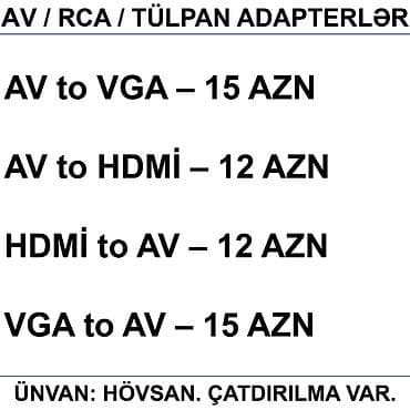 Masaüstü kompüterlər və komponentlər: Adapterlər/Konverterlər (Çeviricilər) 📍Ünvan: Bakı şəh, Suraxanı ray — 10