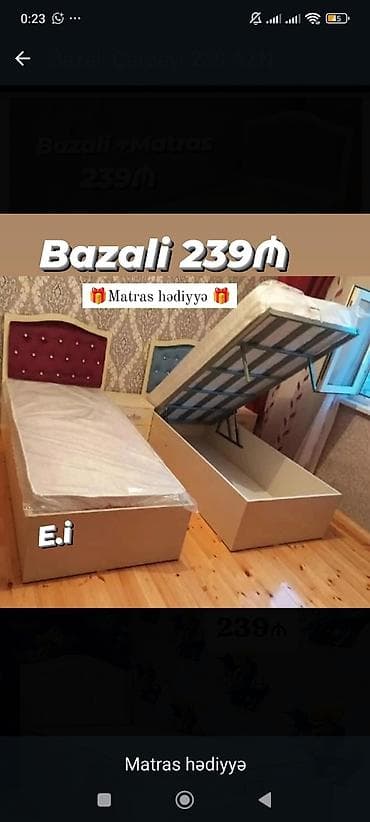 tek kravat: Bazalı tək nəfərlik çarpayı – 239₼ - Qaldırılan baza sistemi: geniş — 1