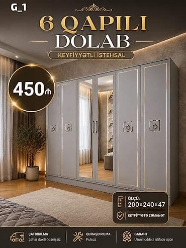 seyfi qapi: 6 qapılı dolab – keyfiyyətli istehsal - Ölçü: 200 × 240 × 47 sm - — 1