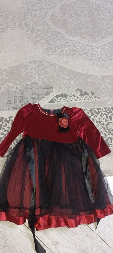 uşaq maşınları satışı: Qız uşağı üçün bayramlıq paltar - Rəng: qırmızı üst hissə, qara tül — 3