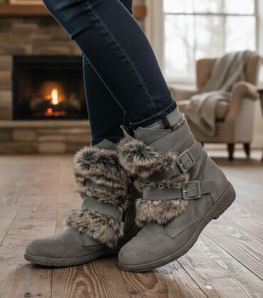 cəkməcə: Qış üçün qadın çəkmələri tebii mexdir ve deridir35.36 olcu geye — 1