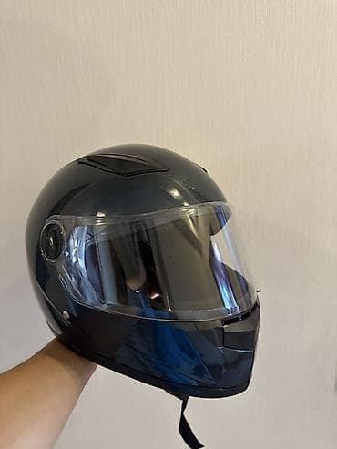 cg motor: Tam üzlü motosiklet dəbilqəsi - Rəng: tünd mavi metalik, parlaq örtük — 1