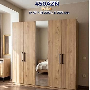 tek kreslo: 450 AZN Dolab – D 47 × H 200 × E 200 sm - 4 qapılı geniş geyim dolabı — 1