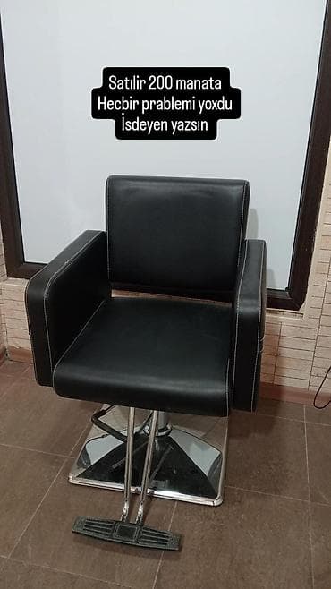 mebel masa: Bərbər/kosmetologiya kreslosu - Rəng: qara - Material: süni dəri — 1