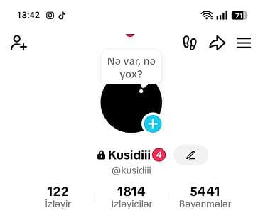 kiraye berber salonlari: TikTok hesabı satılır – @kusidiii - Platforma: TikTok - İstifadəçi — 1