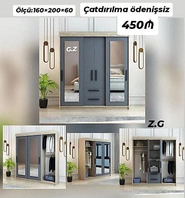 skaf satisi: - Üç qapılı sürgülü qarderob - Ölçü: 160 × 200 × 60 sm - Rəng və — 1