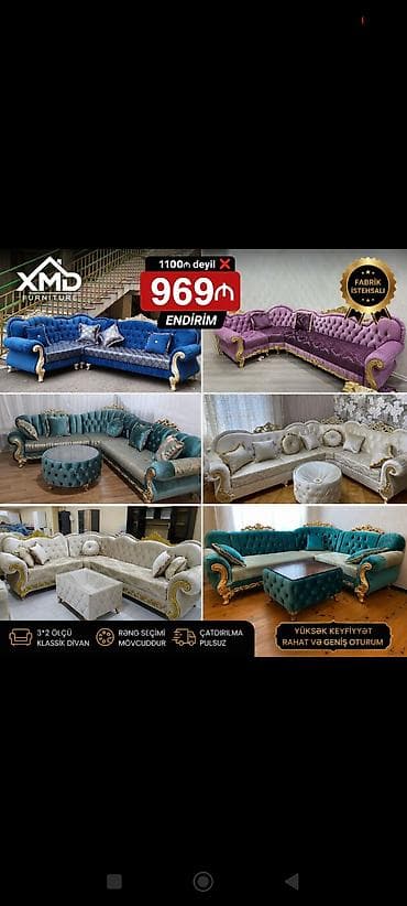 bal: Klassik künc divan – XMD Furniture - Ölçü: 3×2 - Fabrik istehsalı - — 1