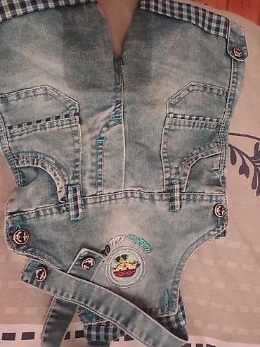 uşaq üçün ayaqqabı: Uşaq üçün cins kombinezon - Material: açıq mavi denim - Model — 1