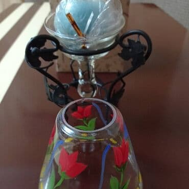 Digər ev dekoru: Şam altlığı və şam dəsti - Material: Şüşə kasalı və əl işi naxışlı — 4