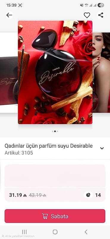 qizi: Faberlic Desirable – qadınlar üçün parfüm suyu Artikul: 3105 - — 1