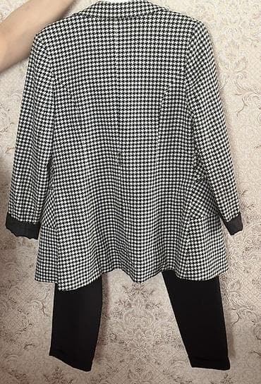 dəsti: Qadın kostyumu – pencək və şalvar dəsti - Üst: Qara‑ağ “houndstooth” — 3