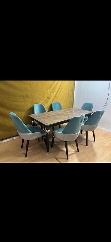 Mətbəx üçün, Açılmayan, Dördbucaq masa, 6 stul