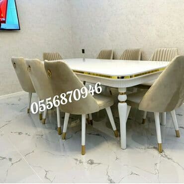 embawood masalar: Qonaq otağı üçün, Yeni, Açılan, Dördbucaq masa, 6 stul — 42