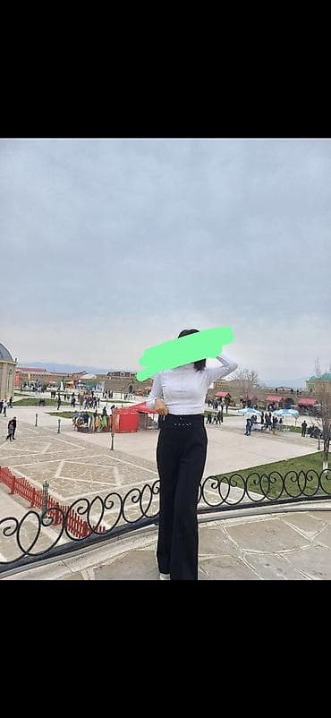 Qadınlar üçün klassik geniş kəsimli şalvar - Rəng: qara - Kəsim