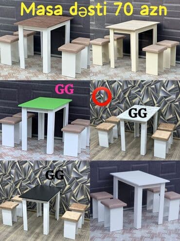 plastik taburetka: Mətbəx üçün, Yeni, Açılmayan, Dördbucaq masa, 4 stul — 2