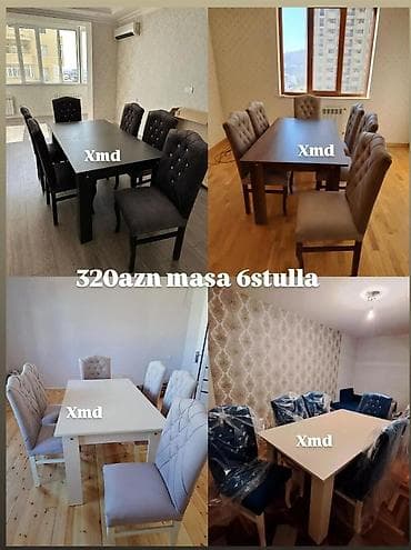 parca: Mətbəx/Qonaq otağı üçün masa və 6 stul dəsti - Komplekt: 1 masa + 6 — 1