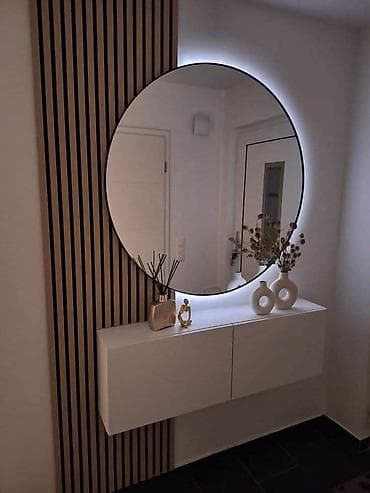 Modern divar konsolu və LED işıqlı dairəvi güzgü seti - Minimalist lalafo.az -da Modern divar konsolu və LED işıqlı dairəvi güzgü seti - Minimalist