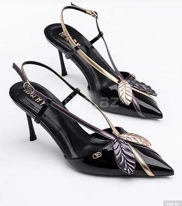 Sabo: Qadın üçün zərif yüksək daban ayaqqabı - Rəng: qara (laklı parlaq — 1