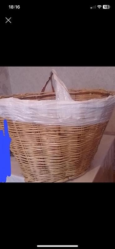 Готовый бизнес: Böyük ölçülü əl toxuması səbət - Material: təbii söyüd/qamış toxuması — 1