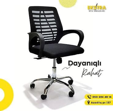 kreslolar ofis ucun: Yeni, Təkərli, Qolları tənzimlənmir, Parça — 1