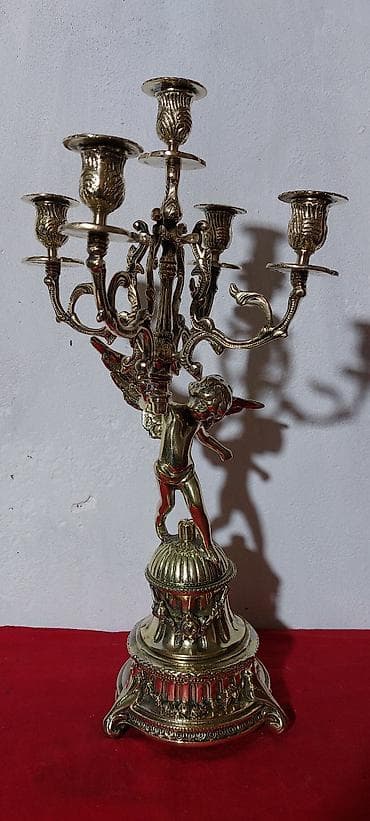 gül dekoru: İki ədəd kandelyabr, 20-ci əsrin əvvələri avropa istehsalı, hündürlüyü — 2