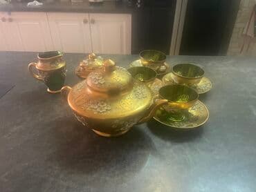 gehve: Çay dəsti, rəng - Yaşıl — 8