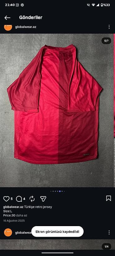 daxili qoşunlar forma: Futbolka, Nike, L, rəng - Qırmızı — 3