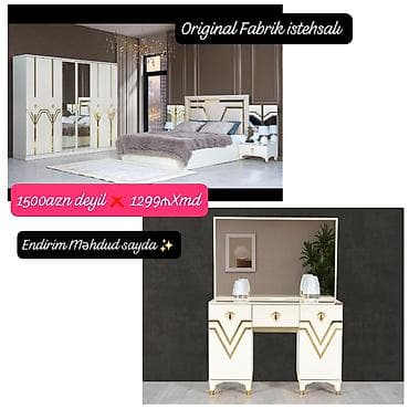 ustular: - Original fabrik istehsalı yataq otağı dəsti - Rəng: ağ-qızılı — 1