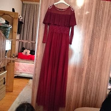 Toy paltarları və aksesuarları: Zərif bordeaux rəngli uzun ziyafət paltarı. - Model: Uzun — 1