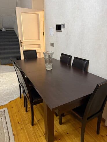 деревянные столы стулья: Для гостиной, Нераскладной, Прямоугольный стол, 6 стульев — 2