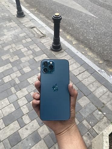 IPhone 12 Pro Max, 128 GB, Göy, Zəmanət, Barmaq izi, Simsiz şarj