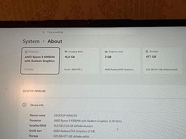 ryzen 9: Noutbuk təzə kimindir, çox istifadə etməmişəm, əla vəziyyətdədir. Heç — 7
