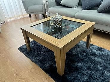 Kvadrat masa, Açılmayan, Təkərsiz, Şüşə, Zəmanətsiz