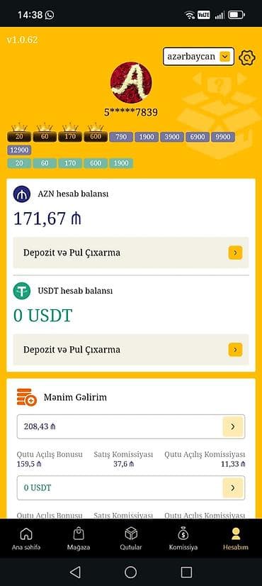 Biznes üçün program təminatı: Tətbiq hesabı (virtual platforma paneli) – azərbaycan dili interfeysi — 1