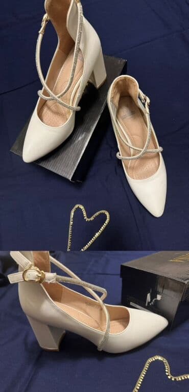 женские туфли с перфорацией: Zərif qadın tufliləri - Rəng: krem/ivori - Burun: sivri - Altlıq — 1