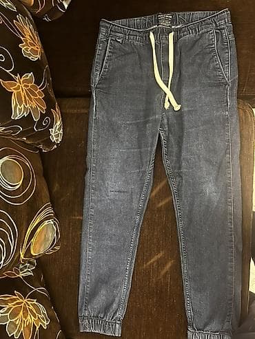 Брюки: Pull&Bear kişi şalvarı - Model: jogger/denim qarışığı, elastik — 2