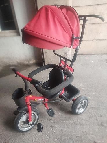 ucuz velo: Uşaq üçtəkərli velosiped – qırmızı - 3 təkərli konstruksiya, ön — 2