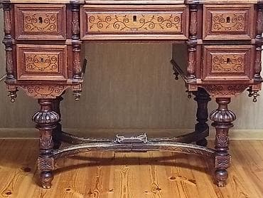 Antik taxta yazı masası - Üslub: klassik/antik oyma işləməli. - — 1