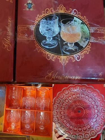 qədimi serviz: Məişət qabları dəsti – şüşə və porselen - 6 edədi 10 Cristalleria — 1