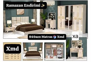 tec mebel: Yataq otağı mebel dəsti – zərif ağ və qızılı dizaynda təqdim olunur — 1