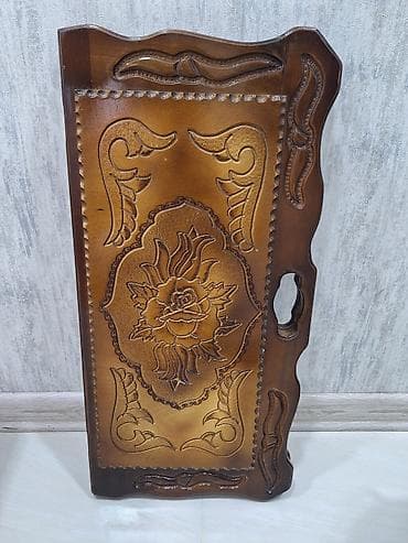 Taxta oyma naxışlı servis/tray - Material: tam ağac - Rəng: qəhvəyi — 2