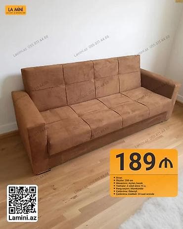 divan olcusu: Divan - Ölçü: 200 sm - Mexanizm: Açılan, bazalı - Yastıqlar: 2 ədəd — 1