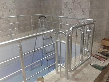 Paslanmayan poladdan hovuz ətrafı məhəccər və təhlükəsizlik qapısı -