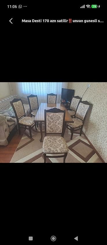 077 613 12 74 Masa dəsti – 170 AZN Klassik üslublu yemək otağı dəsti — 1