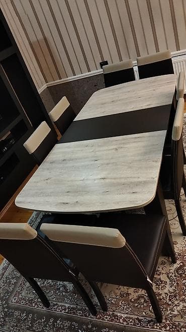 metbext stol stul: Qonaq otağı üçün, Yeni, Açılan, Dördbucaq masa, 8 stul — 1