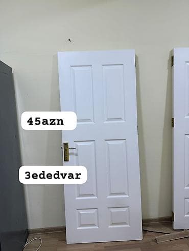 boya kataloqu: Ağ rəngli otaq qapısı - Klassik 6 panelli dizayn - Qolu və kilid — 1