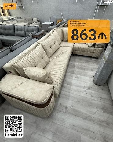 Künc divan – La Mini • Model: Künc divan • Ölçülər: 300 × 200 sm